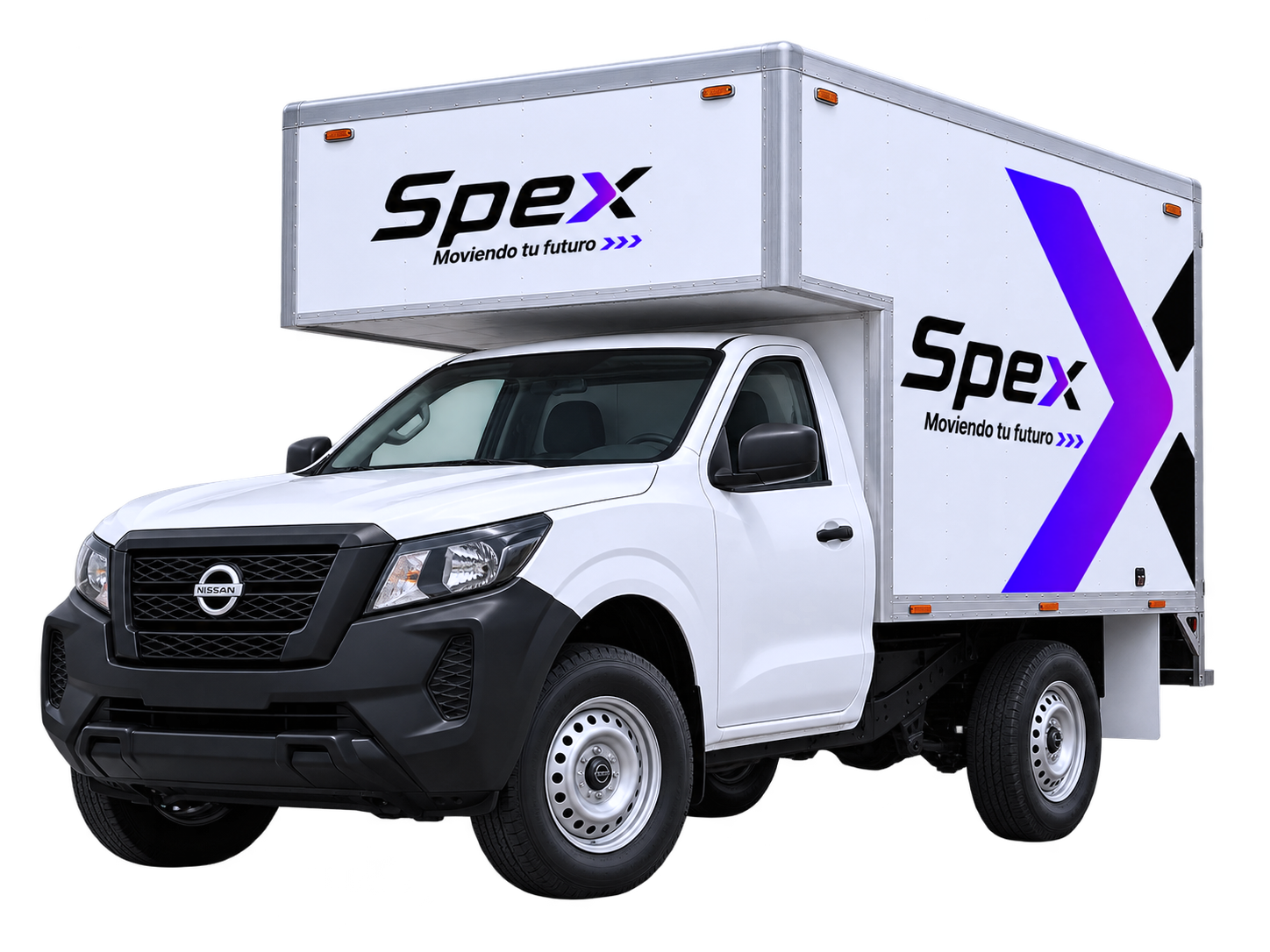 Camioneta de carga SPEX con caja cerrada y rotulación oficial